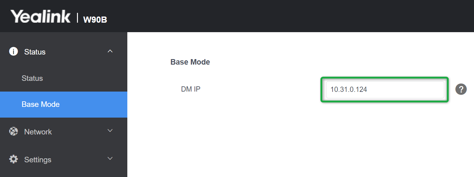 Enter the DECT Manager’s IP address